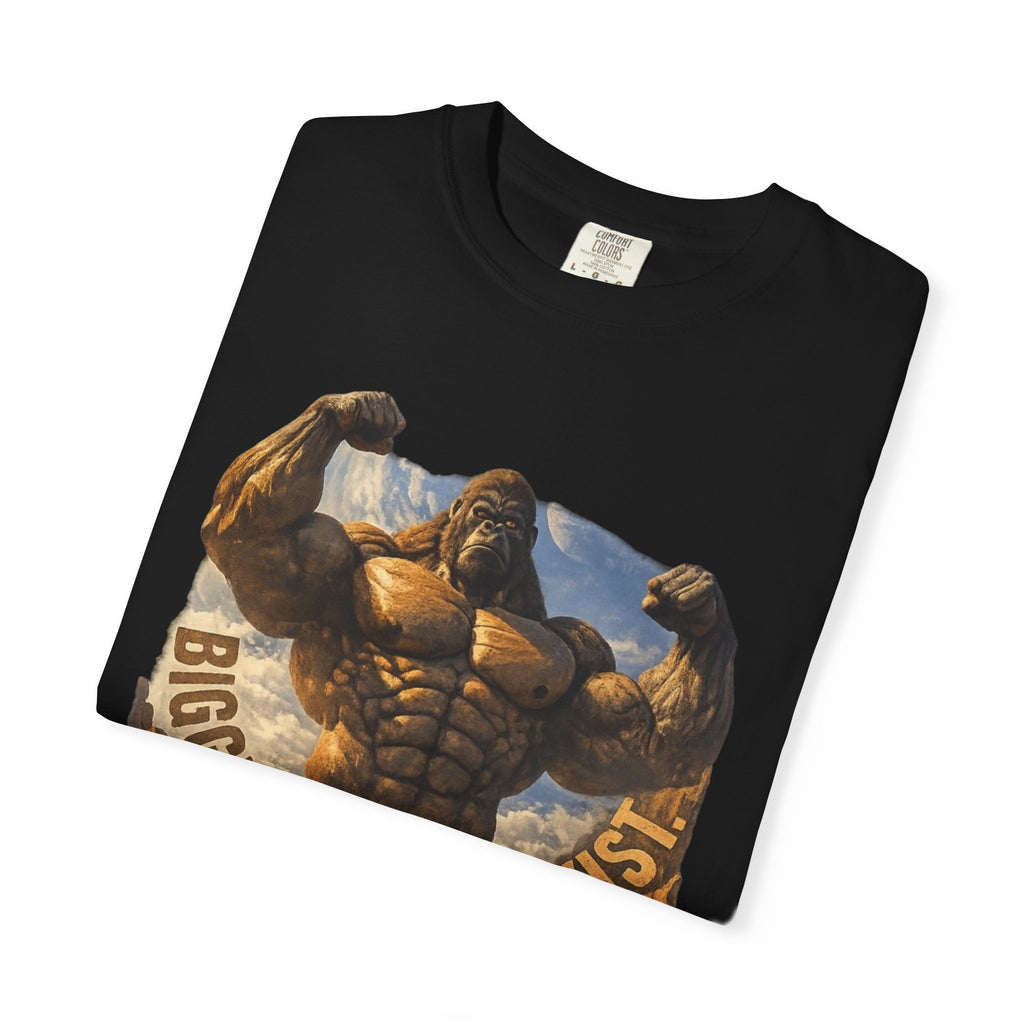 Power Runs Black PRB Biggest Flex I Exist T-Shirt — Funny Muscle Gorilla Graphic Tee by Printify