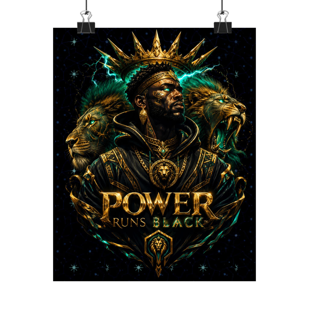 Power Runs Black Poster — Regal Black King Art Matte Vertical Print by Power Runs Black