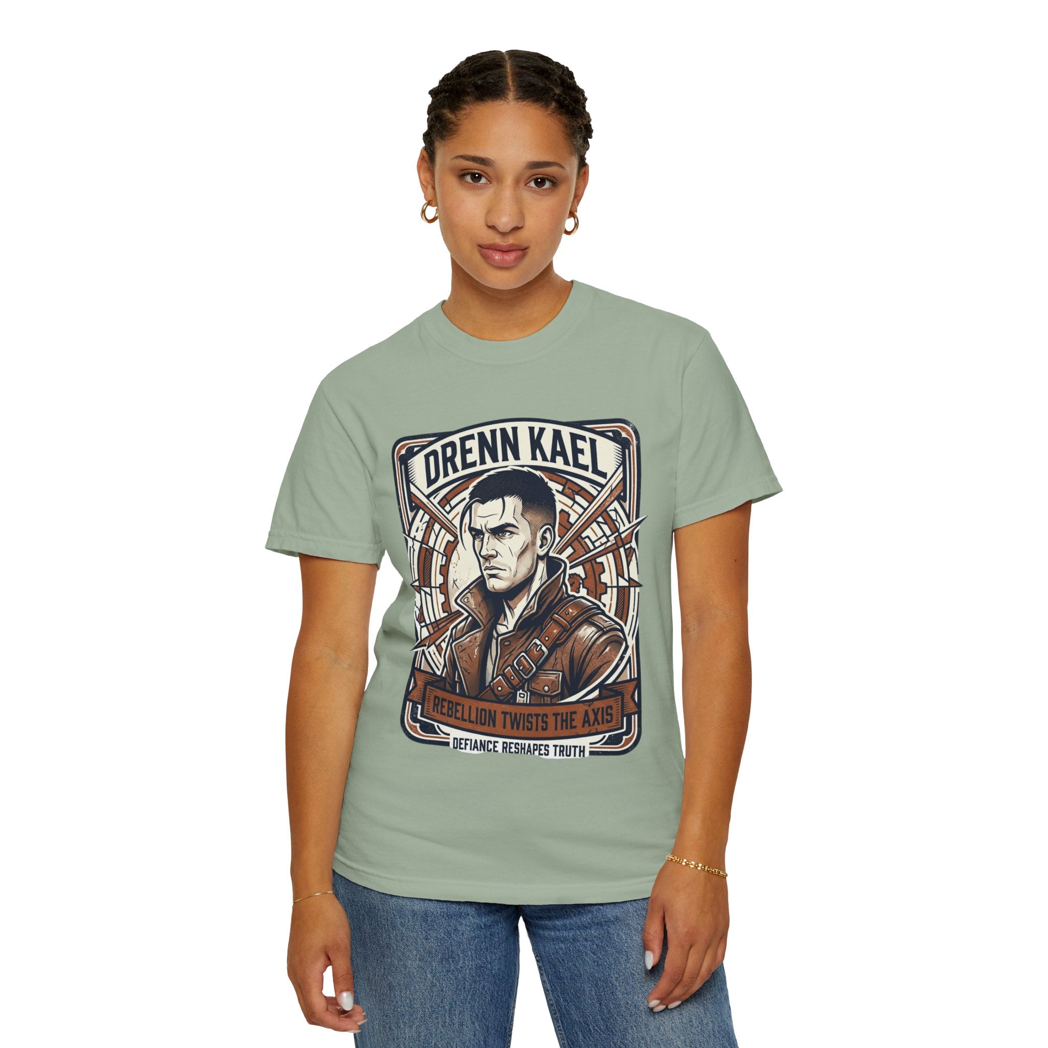 Power Runs Black PRB Drenn Kael Portrait T-Shirt — "Rebellion Twists the Axis" Graphic Tee by Power Runs Black