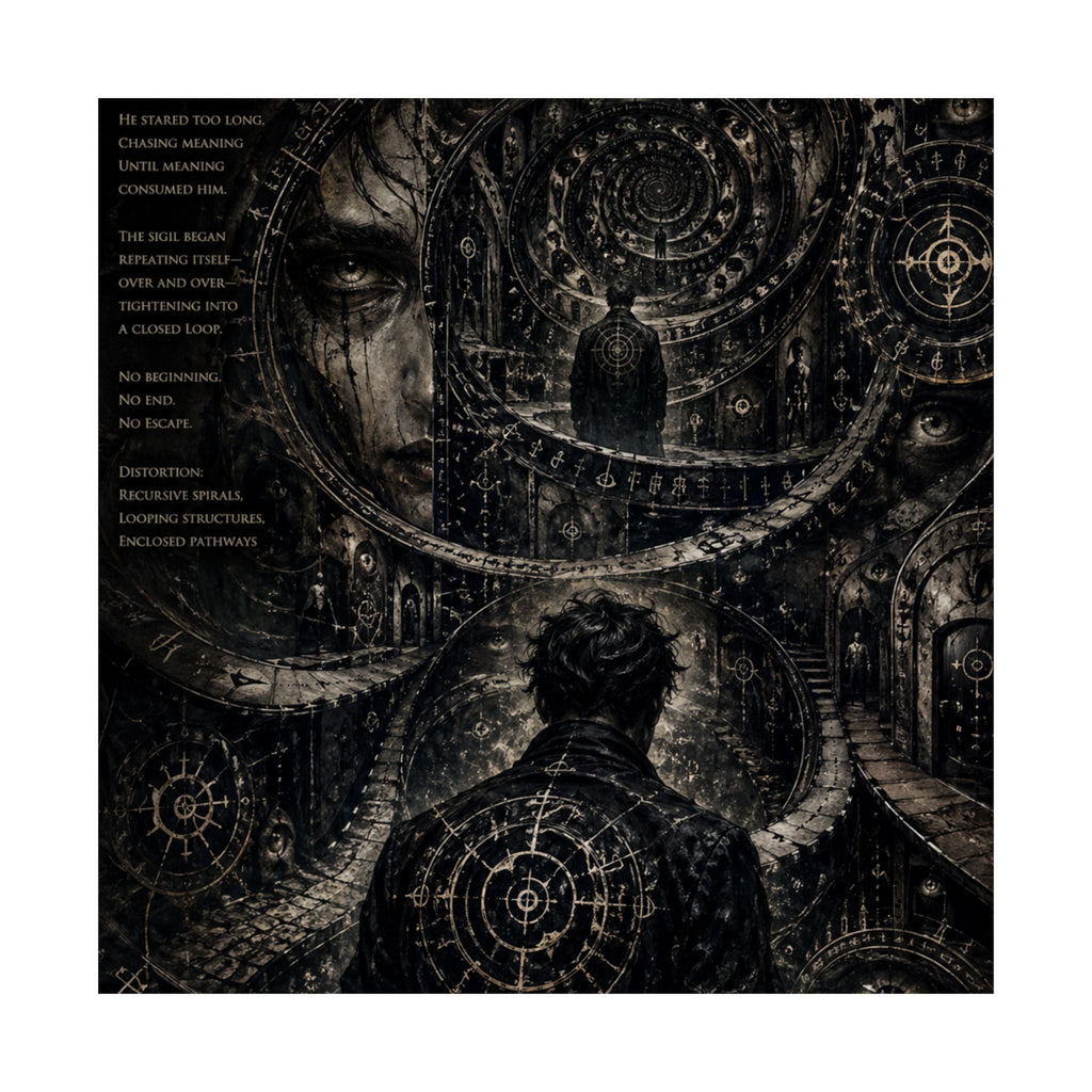 Power Runs Black Dark Surreal Poster — Spiral Dreamscape Matte Vertical Art Print by Power Runs Black