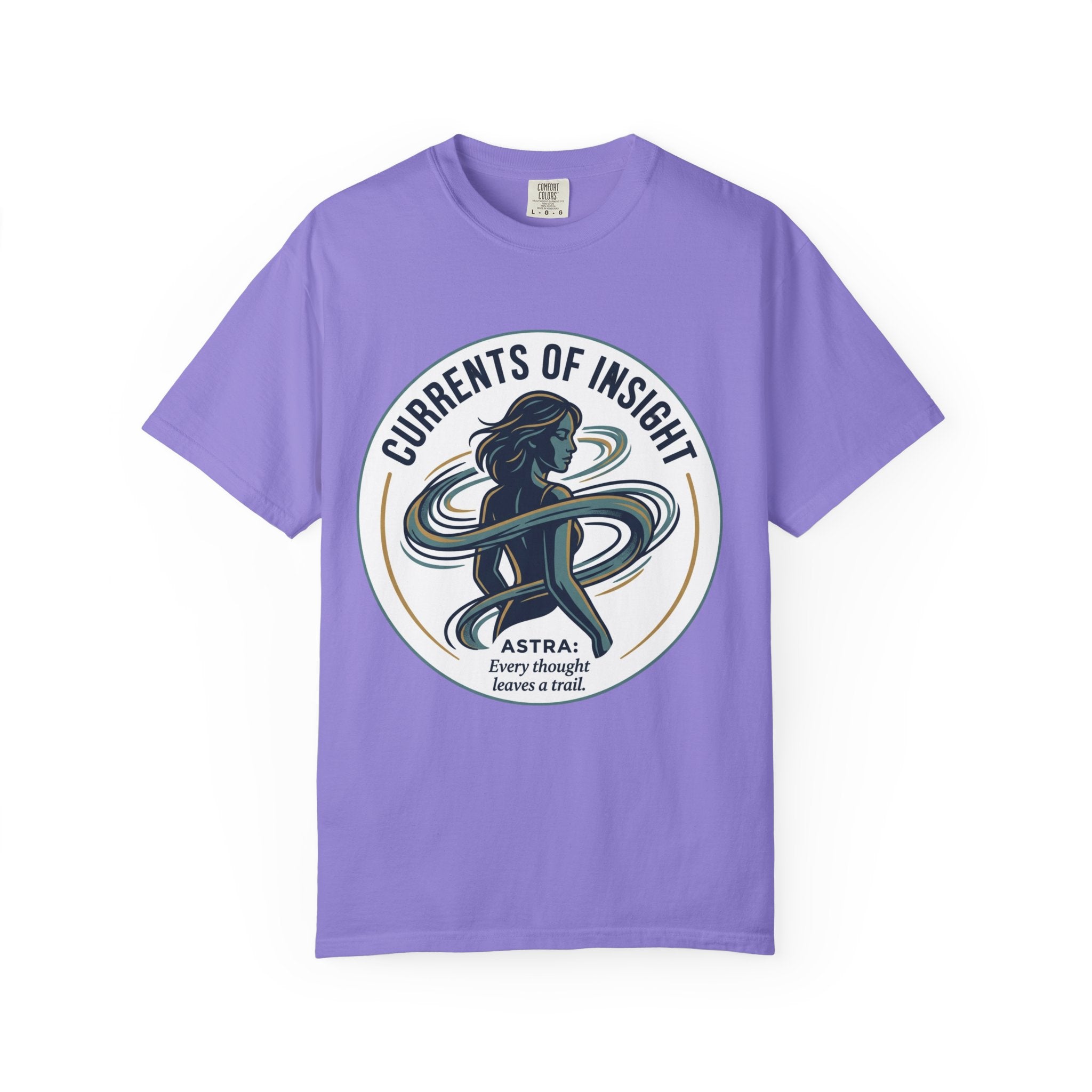 Power Runs Black Currents of Insight T-Shirt — 'Astra: Every thought leaves a trail' Graphic Tee by Power Runs Black