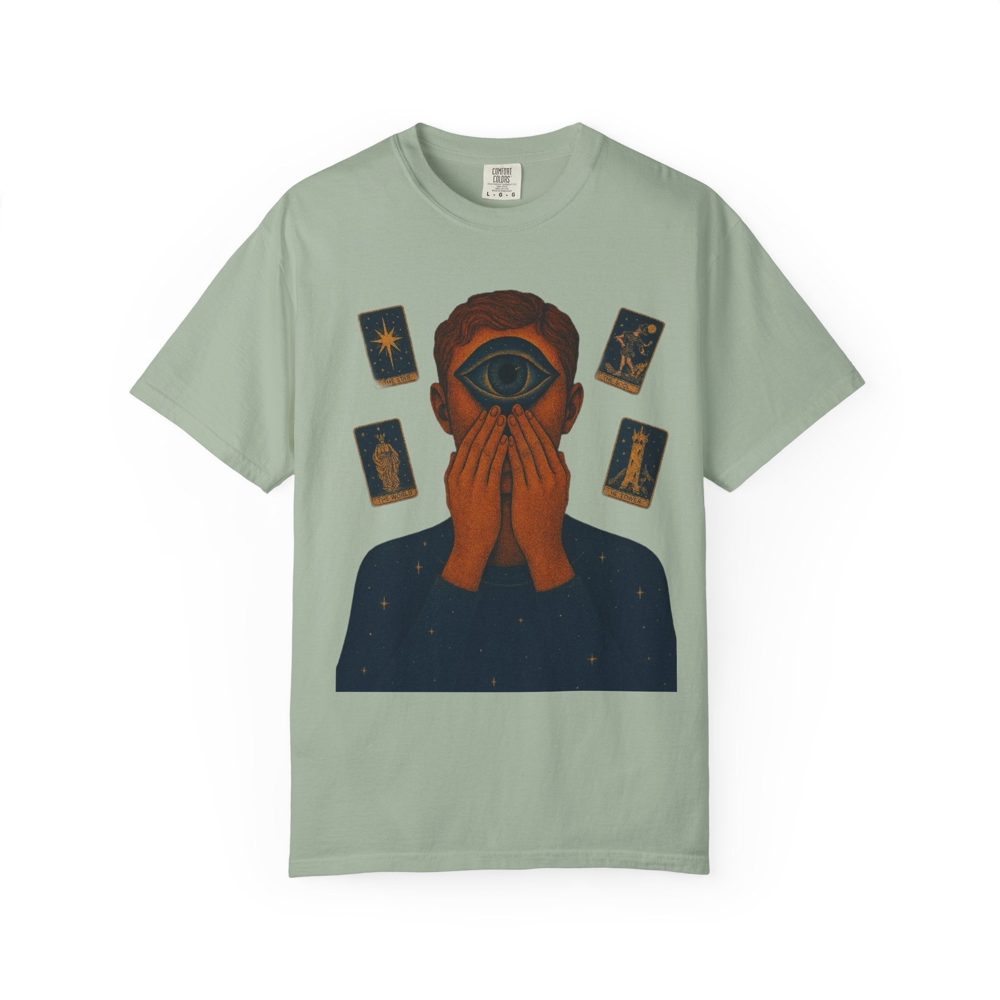 PRB Third Eye Tarot Illustration T-shirt | Occult Mystic Artwork by Power Runs Black