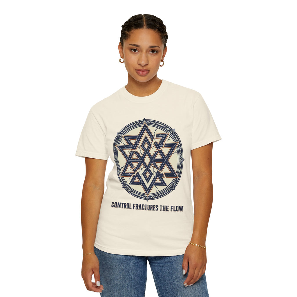Power Runs Black PRB Geometric Star Mandala T-Shirt — "Control Fractures the Flow" Graphic Tee by Power Runs Black