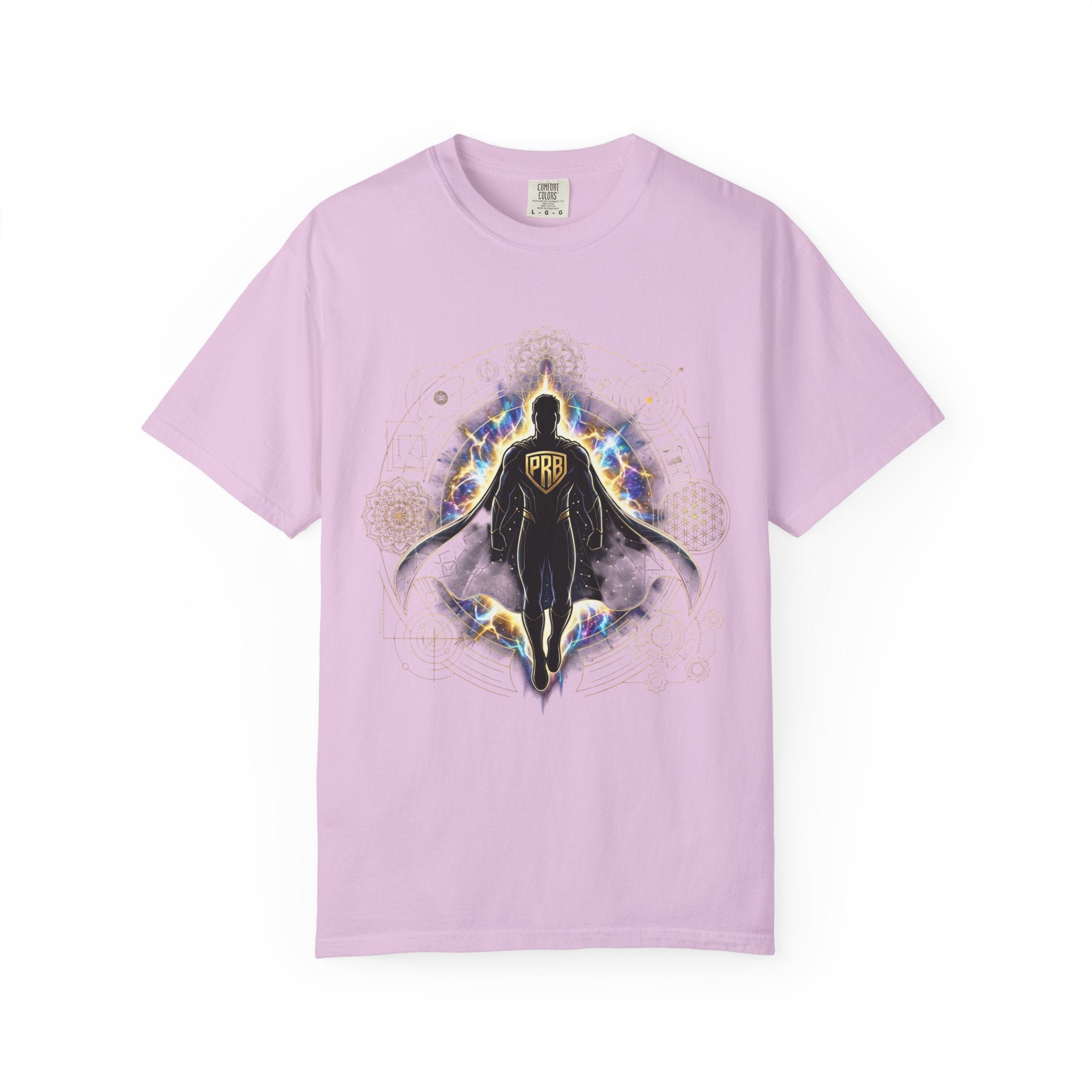 PRB Mystic Cloaked Hero Graphic T-Shirt | Cosmic Aura Geometric Streetwear Tee by Printify