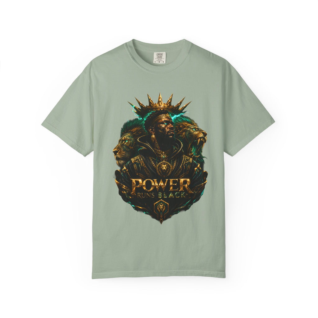 Power Runs Black PRB Green Angel Graphics Tee by Power Runs Black