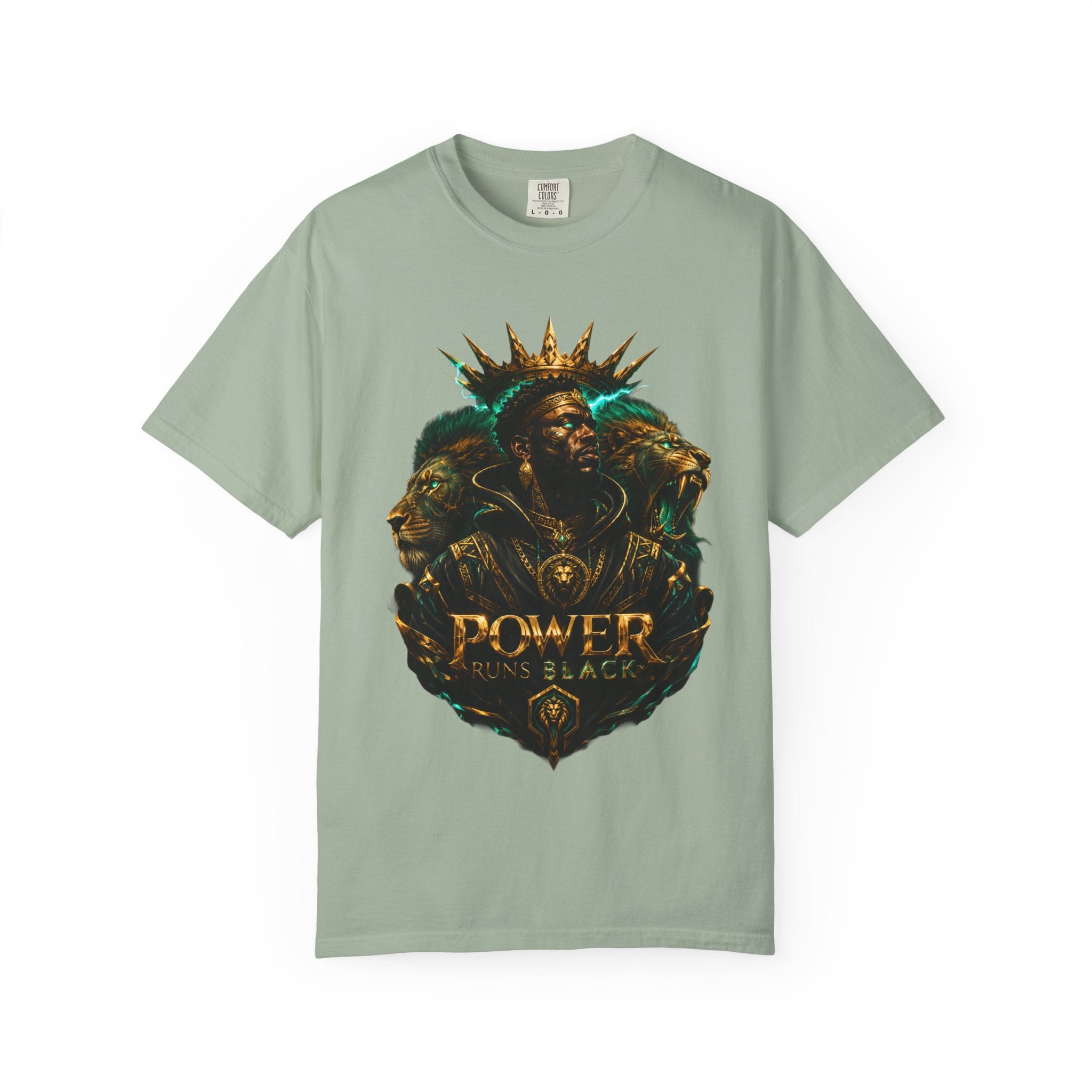 Power Runs Black PRB Green Angel Graphics Tee by Power Runs Black
