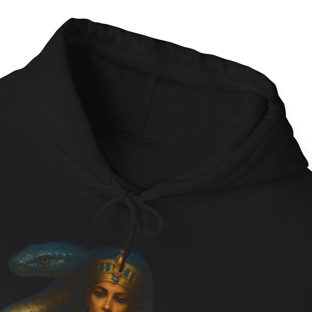 PRB Egyptian Goddess Portrait Hoodie | Serpent Headdress, Ancient Queen Art by Power Runs Black