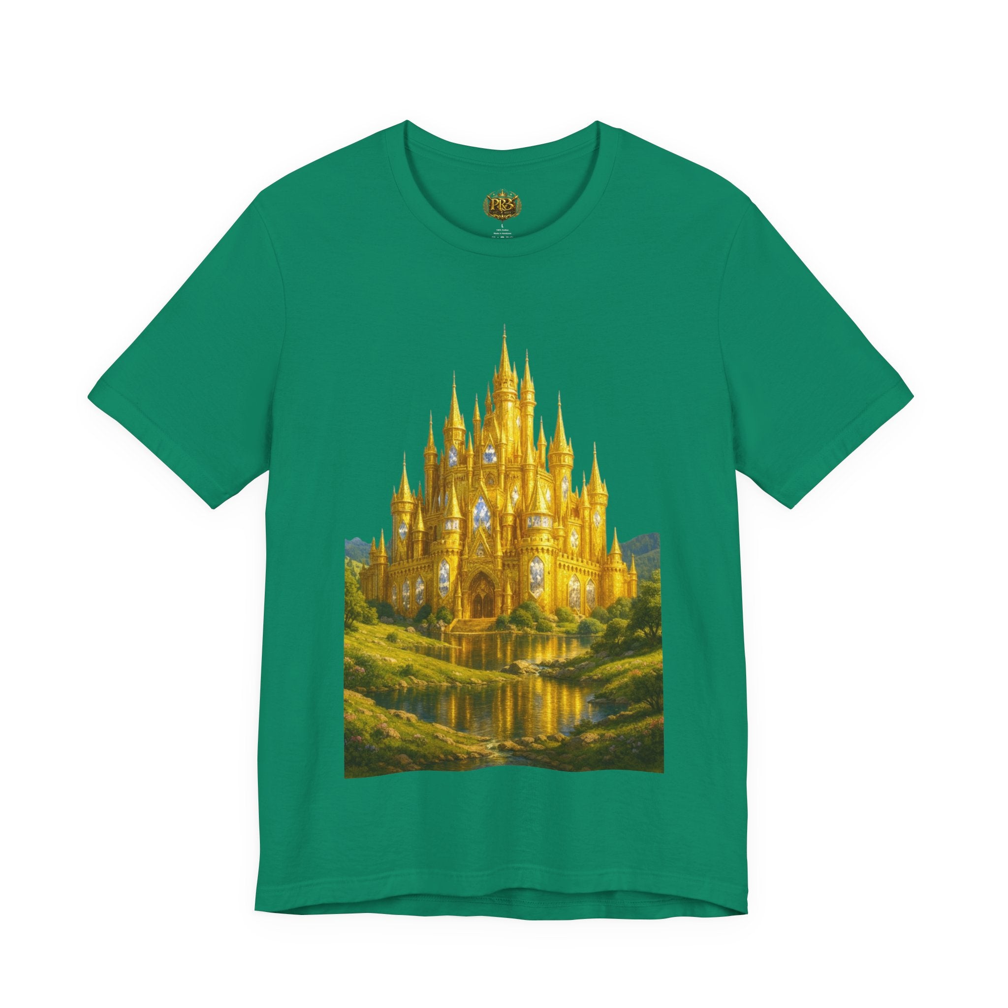 PRB Golden Fantasy Castle Tee | Magical Kingdom Illustration, Fairytale Scene by Power Runs Black