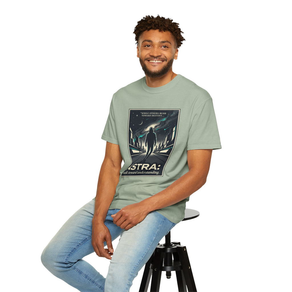 Power Runs Black Astra Sci‑Fi Graphic T-Shirt — "I walk toward understanding" Poster Design by Power Runs Black