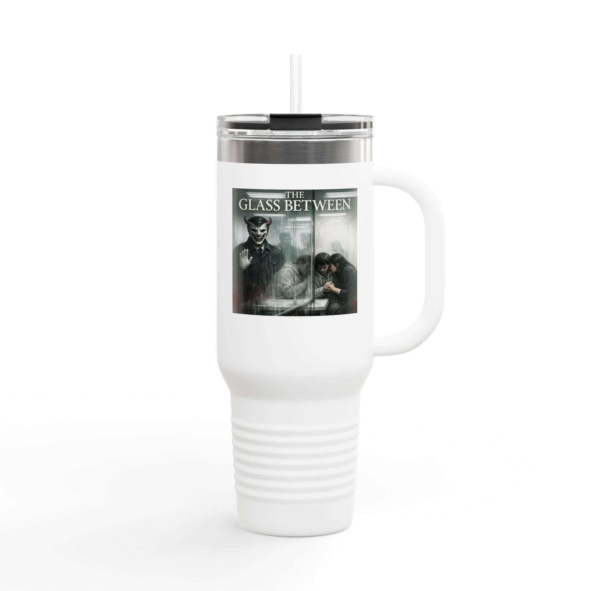 PRB The Glass Between, 40oz Insulated Travel Mug by Printify