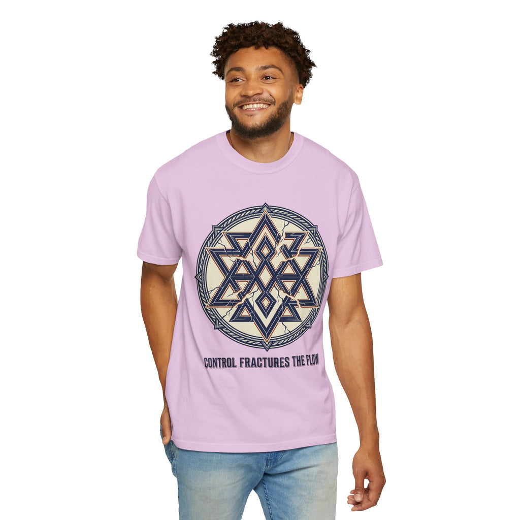 Power Runs Black PRB Geometric Star Mandala T-Shirt — "Control Fractures the Flow" Graphic Tee by Power Runs Black