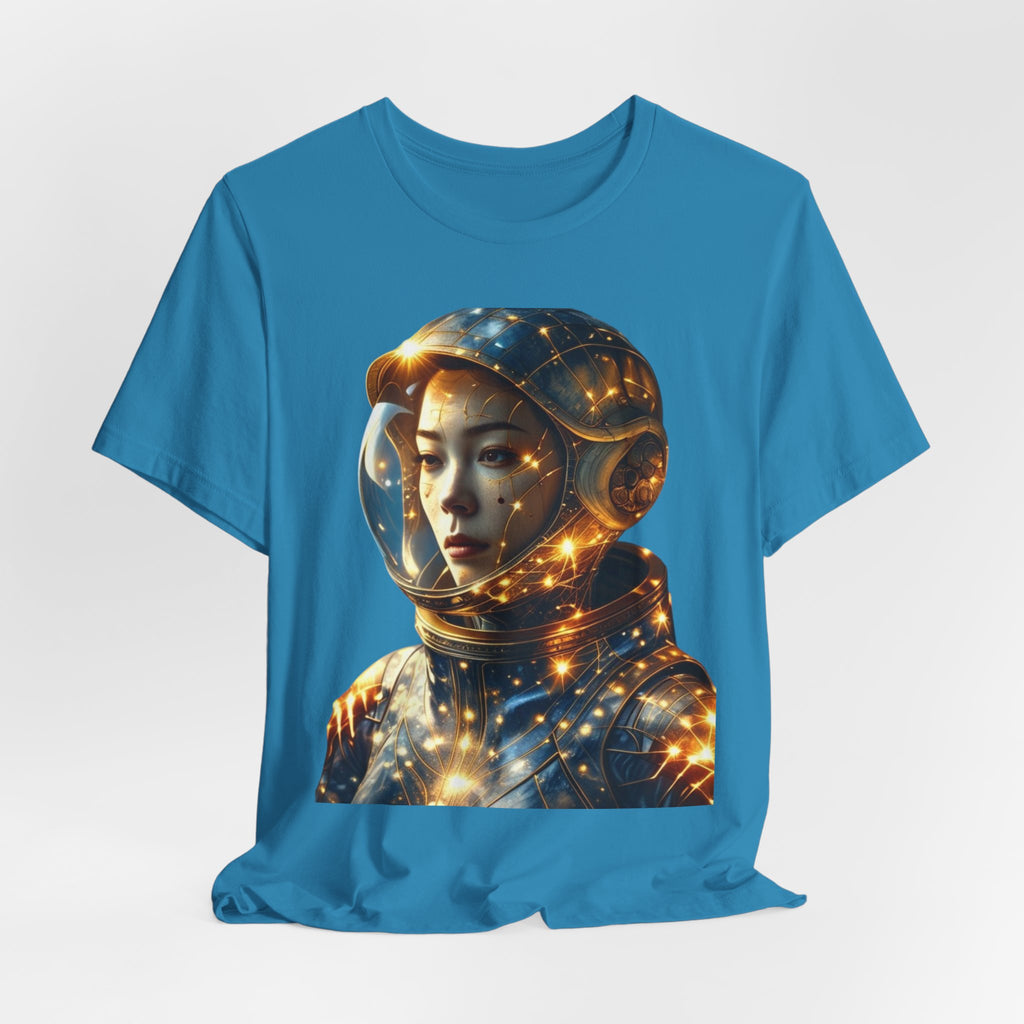 PRB Astronaut Portrait Tee — Starry Cosmic Helmet Graphic T-Shirt by Power Runs Black