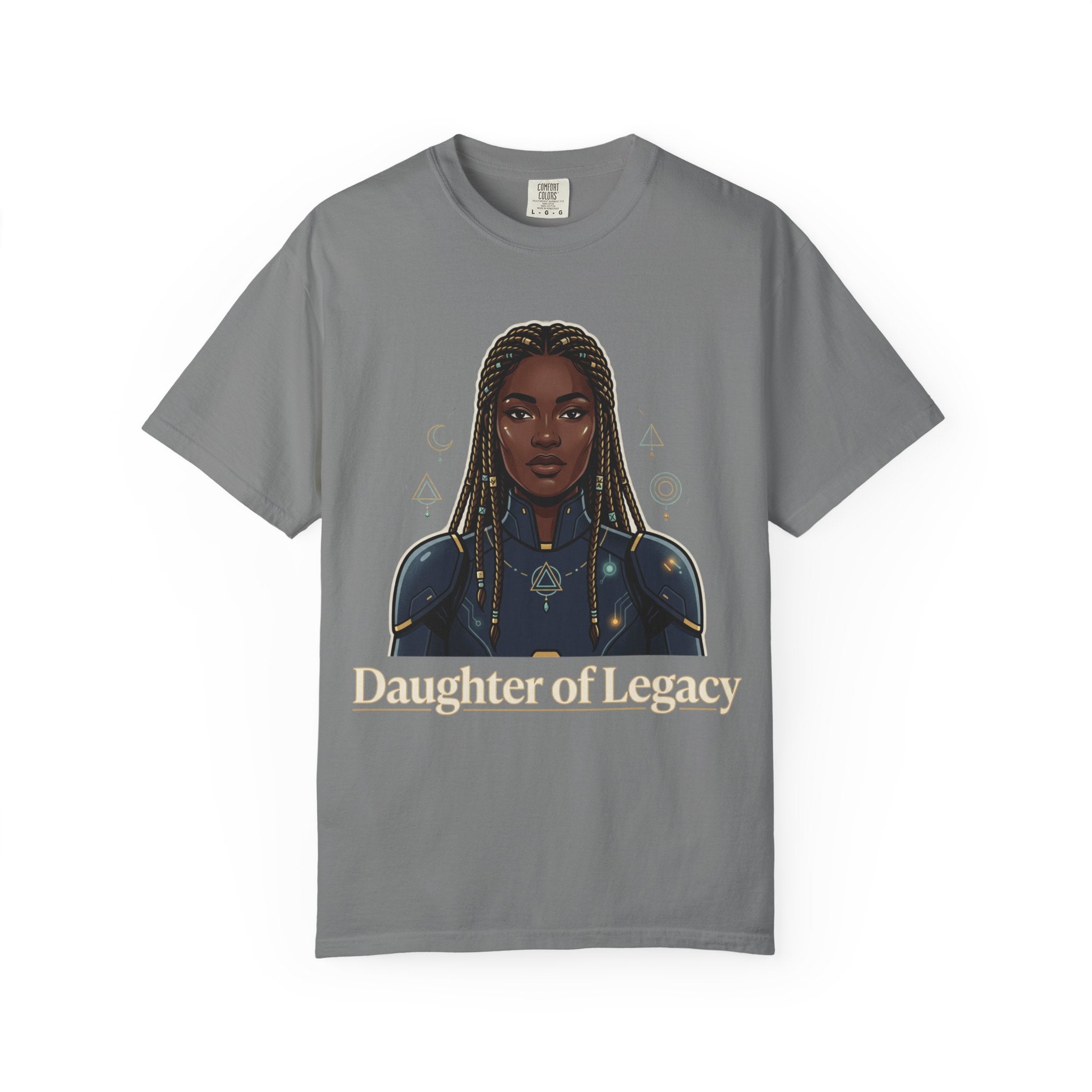 Power Runs Black Daughter of Legacy Graphic T-Shirt | Black Girl Magic Portrait Tee by Printify