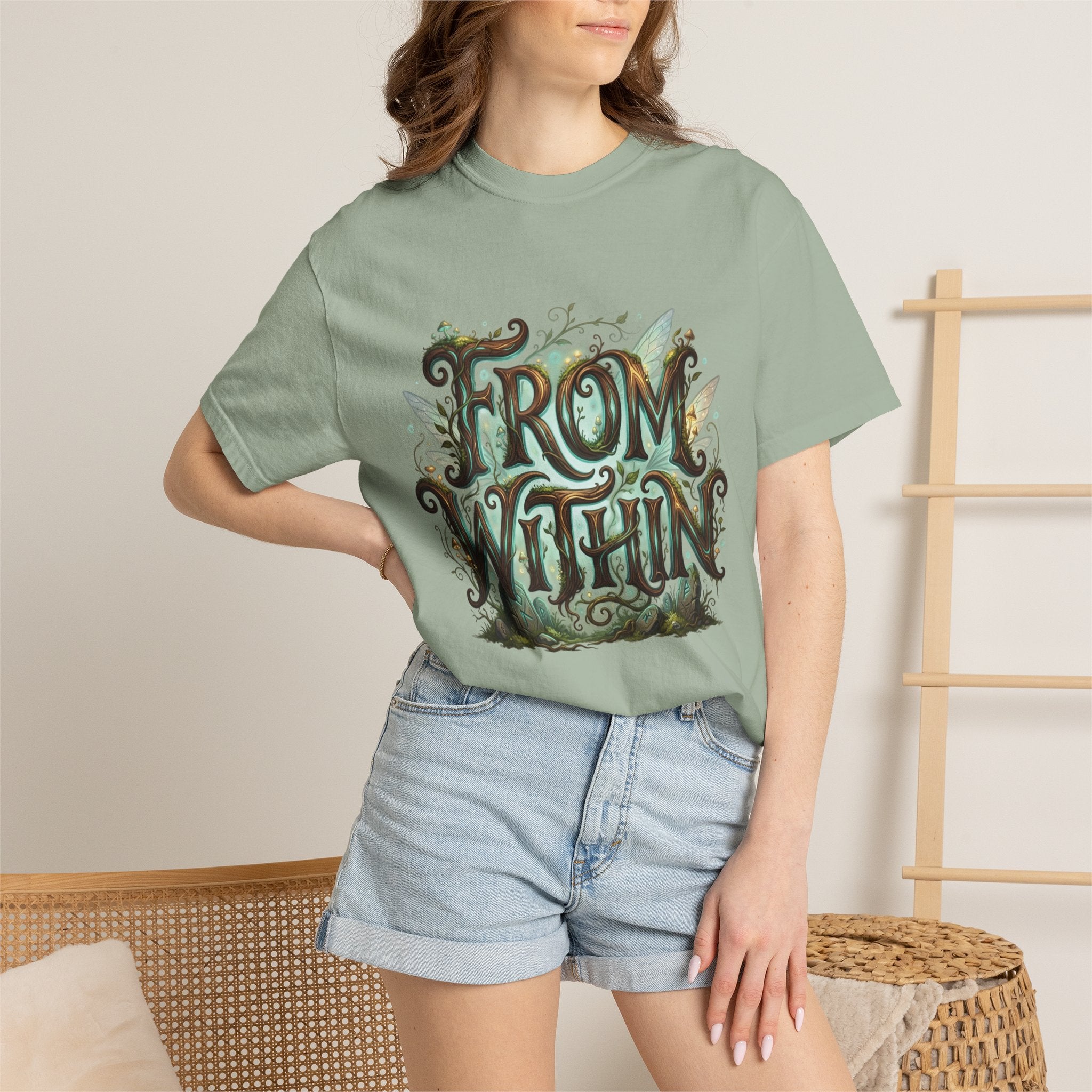 Power Runs Black PRB From Within T-shirt | Nature Typography Forest Illustration by Printify