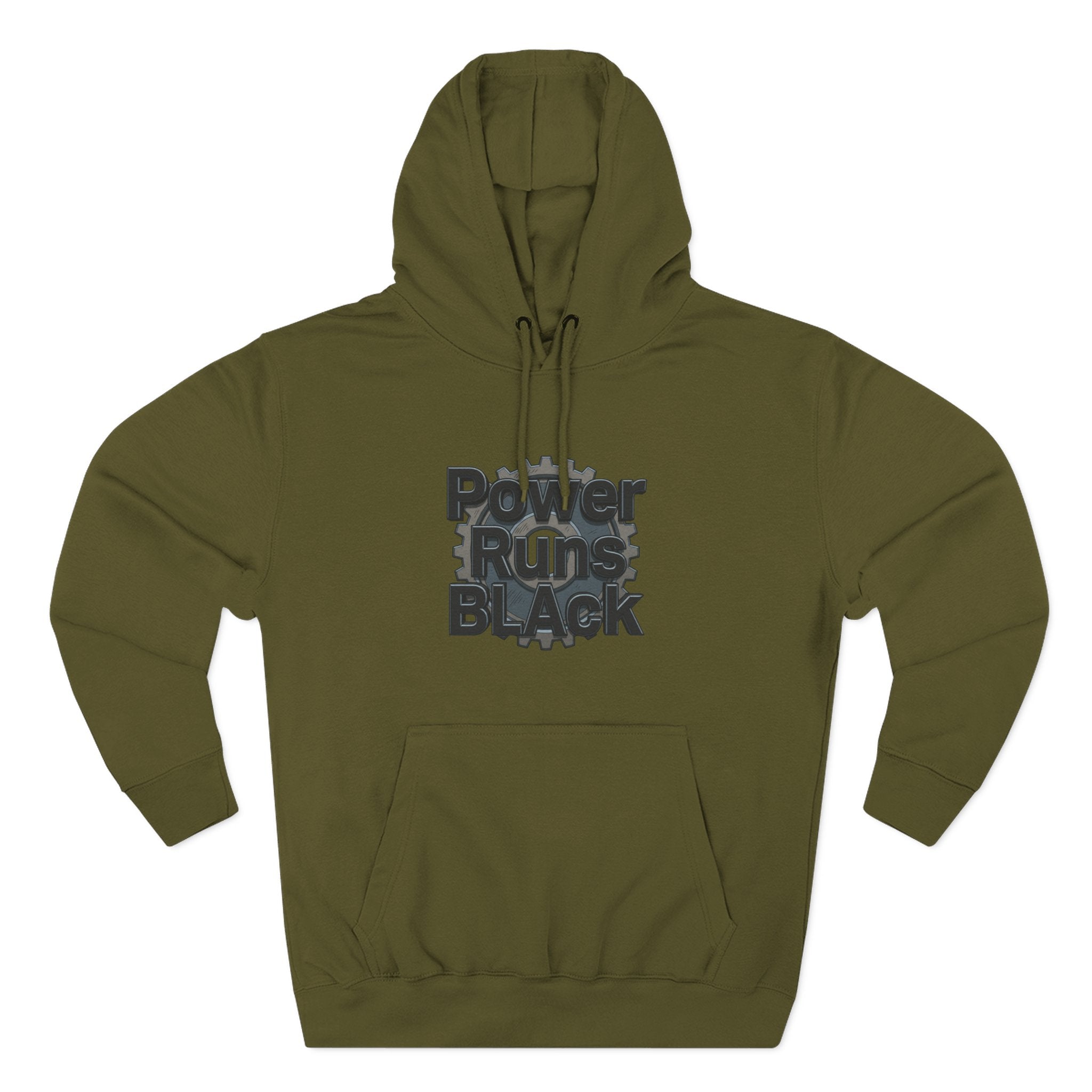 PRB Built of Power Graphic Hoodie — ‘Power Runs Black’ Industrial Mech Design by Power Runs Black