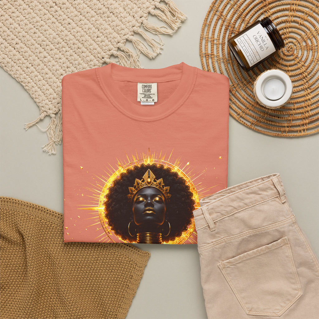 Power Runs Black goddess illustration T-Shirt | Afrocentric black pride design by Power Runs Black