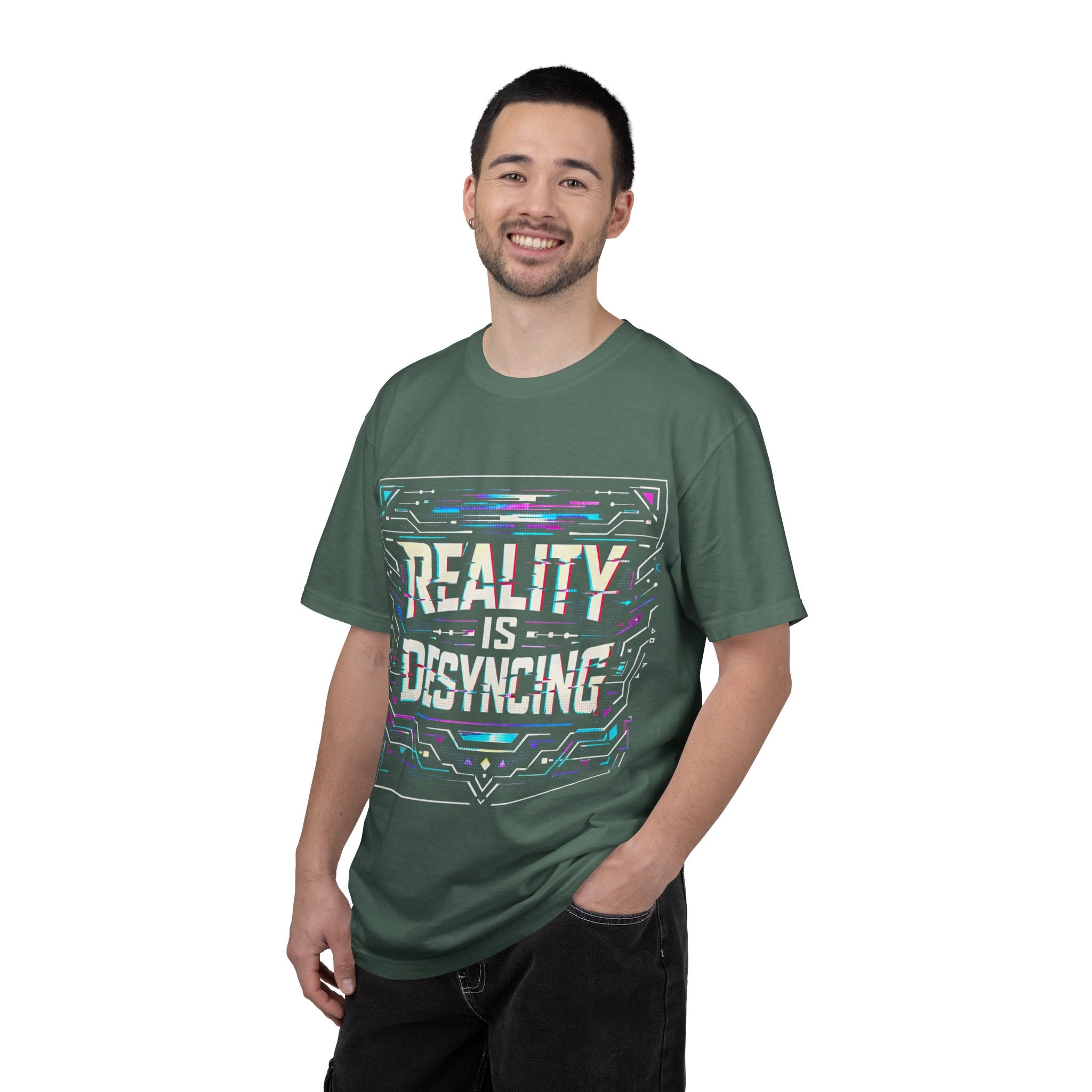 Power Runs Black PRB Glitchy Pastel "Reality Is Desyncing" T-Shirt by Printify