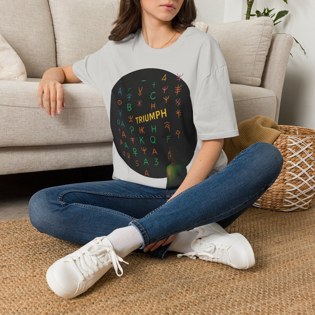 PRB Triumph Afro Hair Silhouette T-Shirt | Black Hair Alphabet Design by Printify