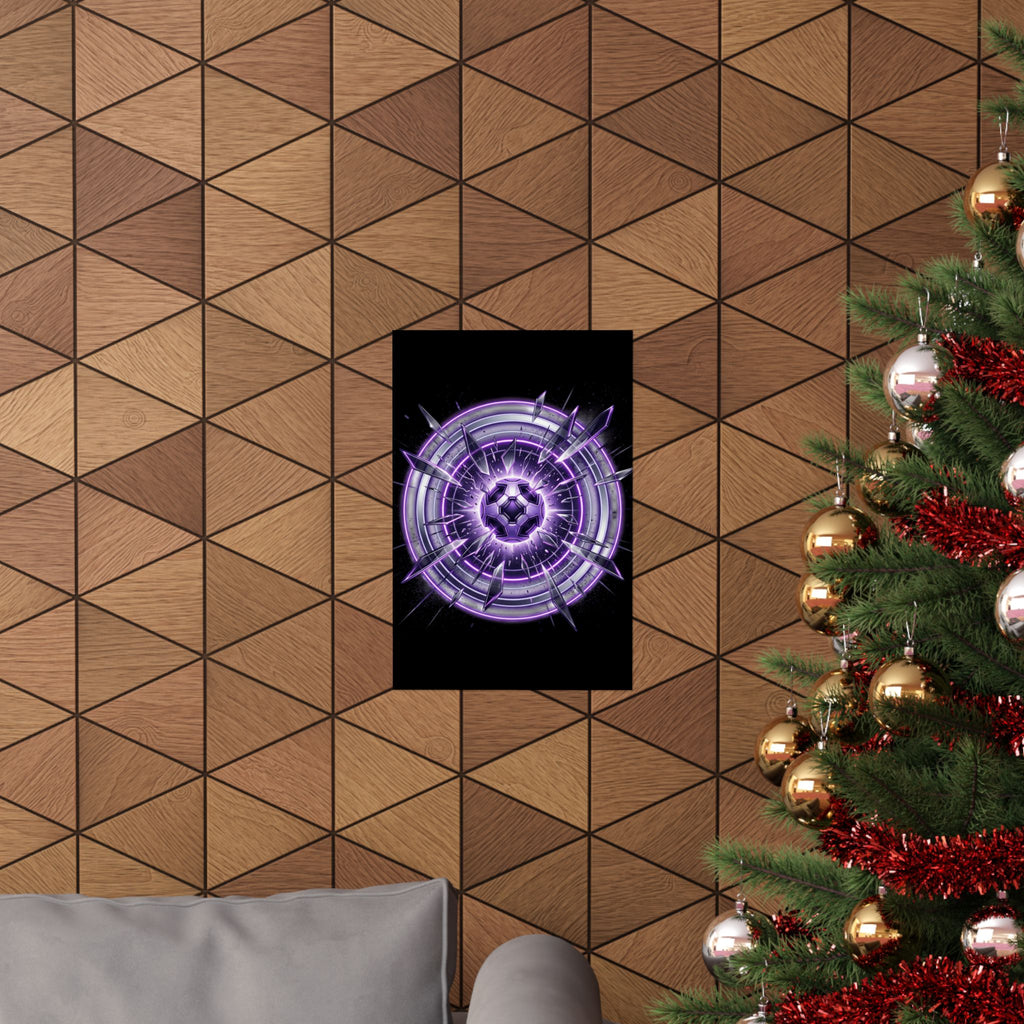 Power Runs Black Purple Energy Shield Matte Poster by Power Runs Black