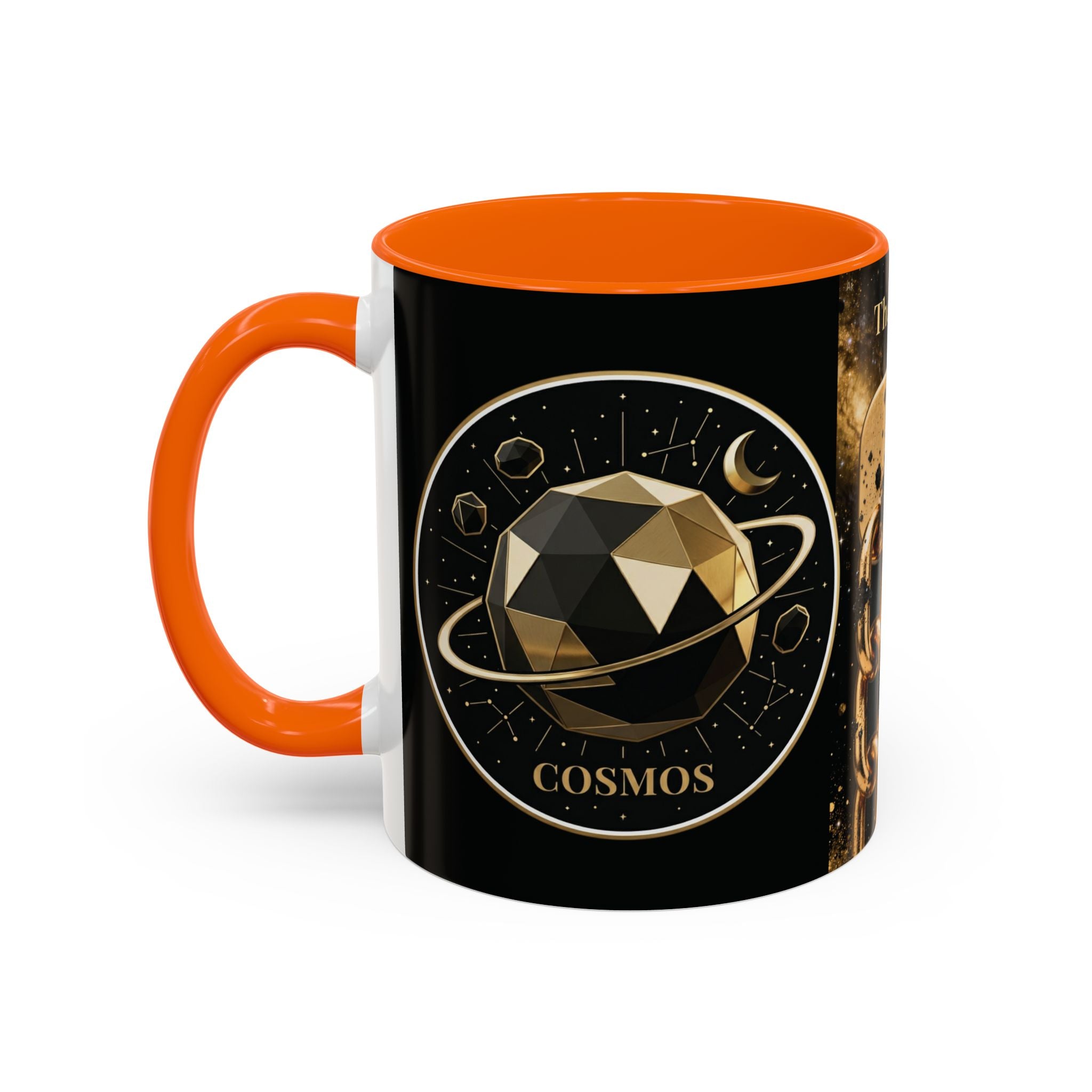 PRB Gold Cosmos Design Accent Coffee Mug | The Break, Planet Illustration by Printify
