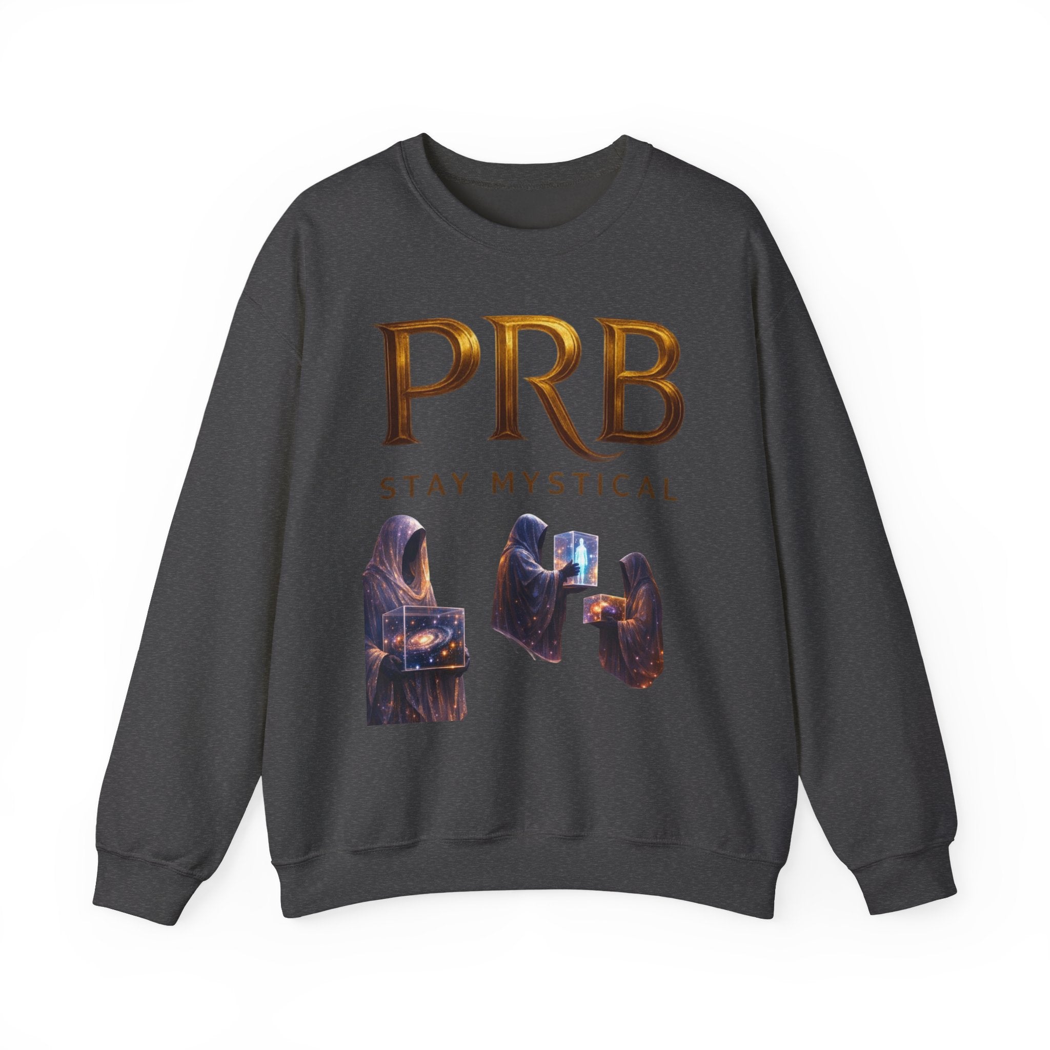 PRB Mystic Library Crewneck Sweatshirt — Cosmic Wizardry Art by Power Runs Black