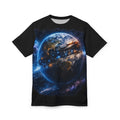 PRB Galaxy Earthscape Tee — Sci‑Fi Space Planet All‑Over Print by Power Runs Black