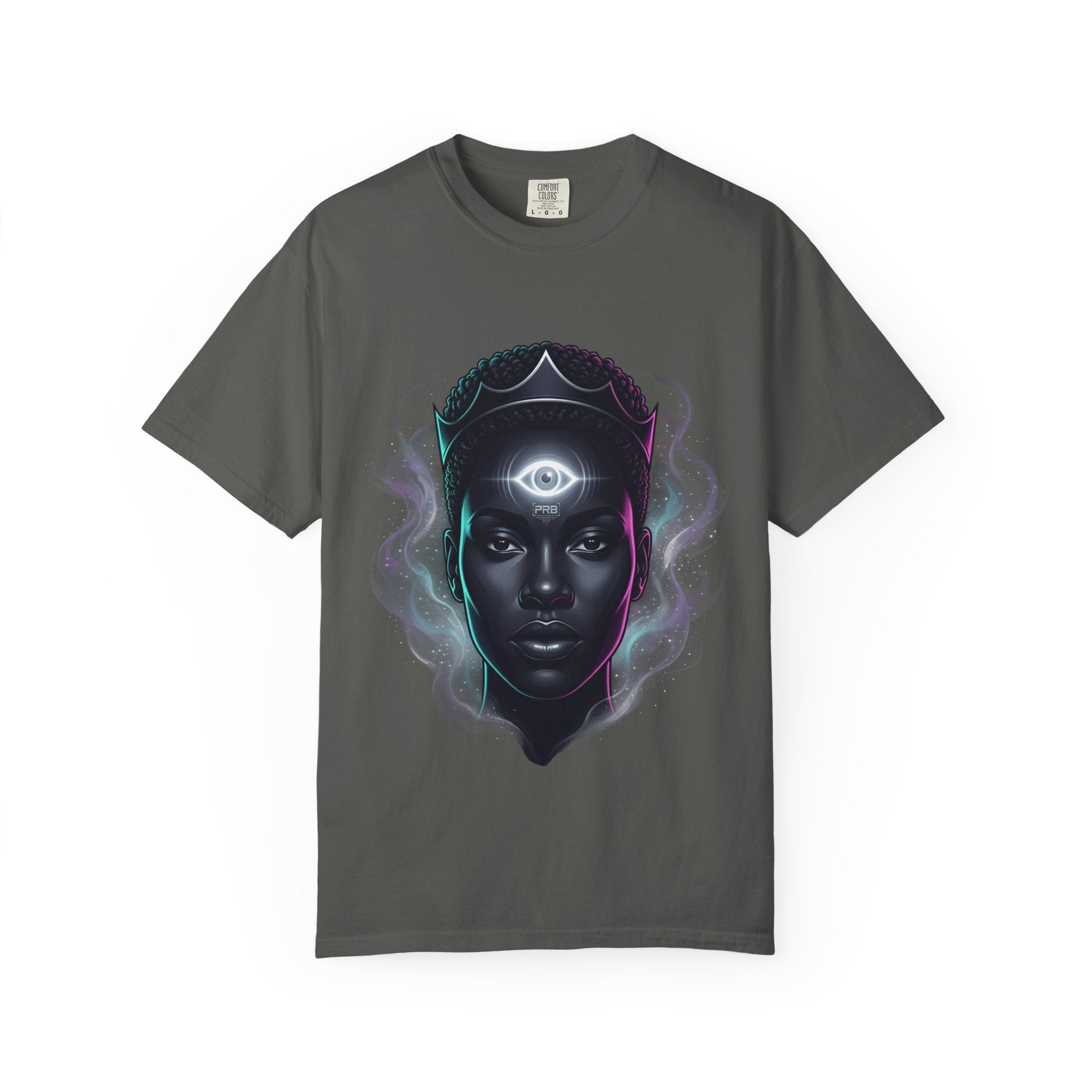 Printify PRB Third Eye Omni‑Vision Ascendant 4K Cosmic Portrait T-shirt | Mystic Black Face Artwork - T-Shirt