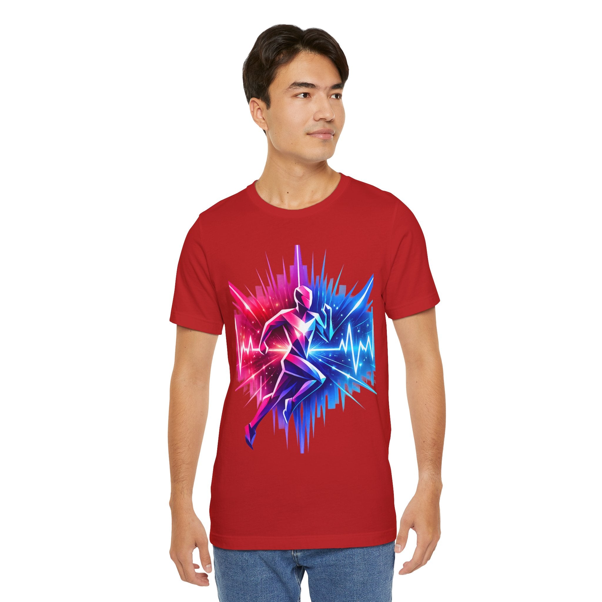 Power Runs Black PRB Running Pulse Graphic Tee — Neon Runner Heartbeat Sports T‑Shirt by Power Runs Black