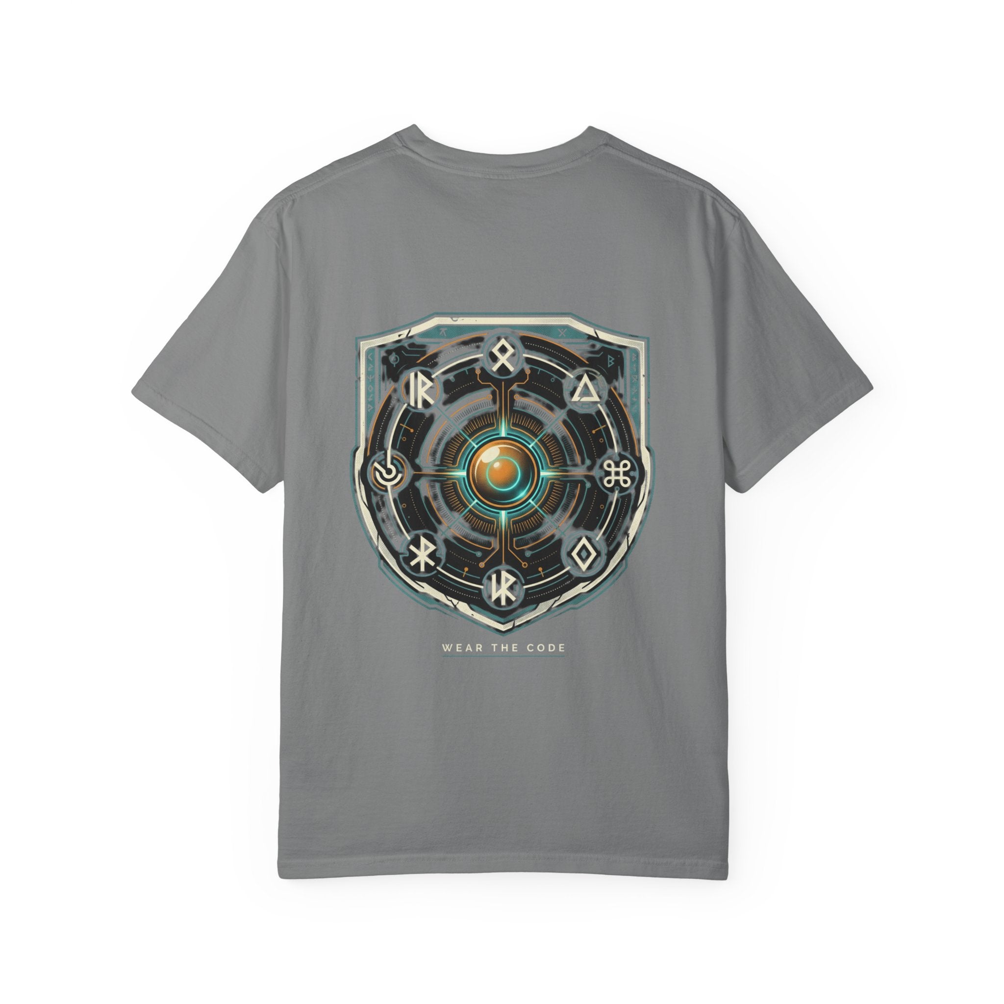 Power Runs Black PRB "Wear The Code" Mystic Shield T-Shirt — Geometric Sigil Graphic Tee by Printify