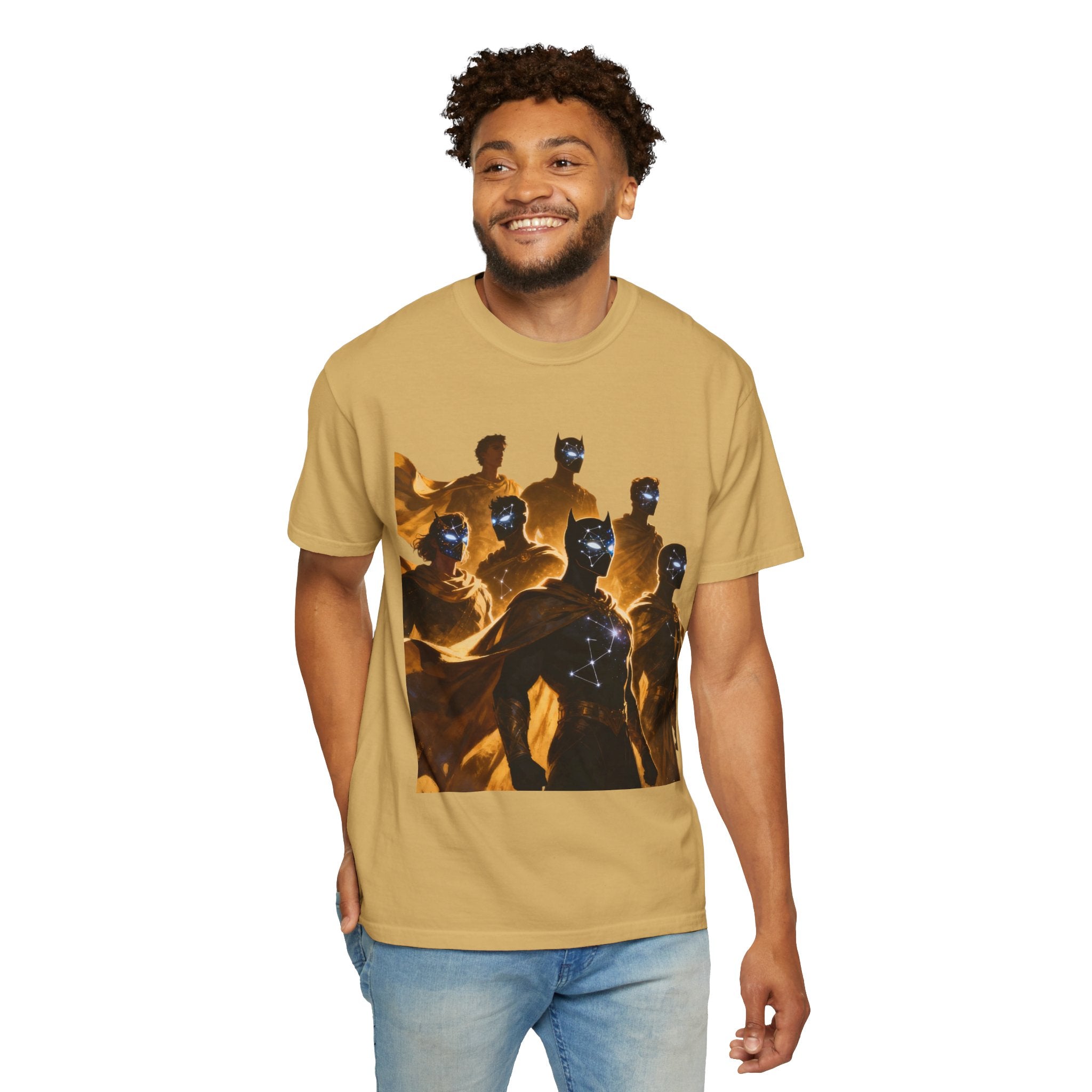 PRB Cosmic Heroes Graphic Tee (Golden Cloaks & Starry Faces) by Power Runs Black