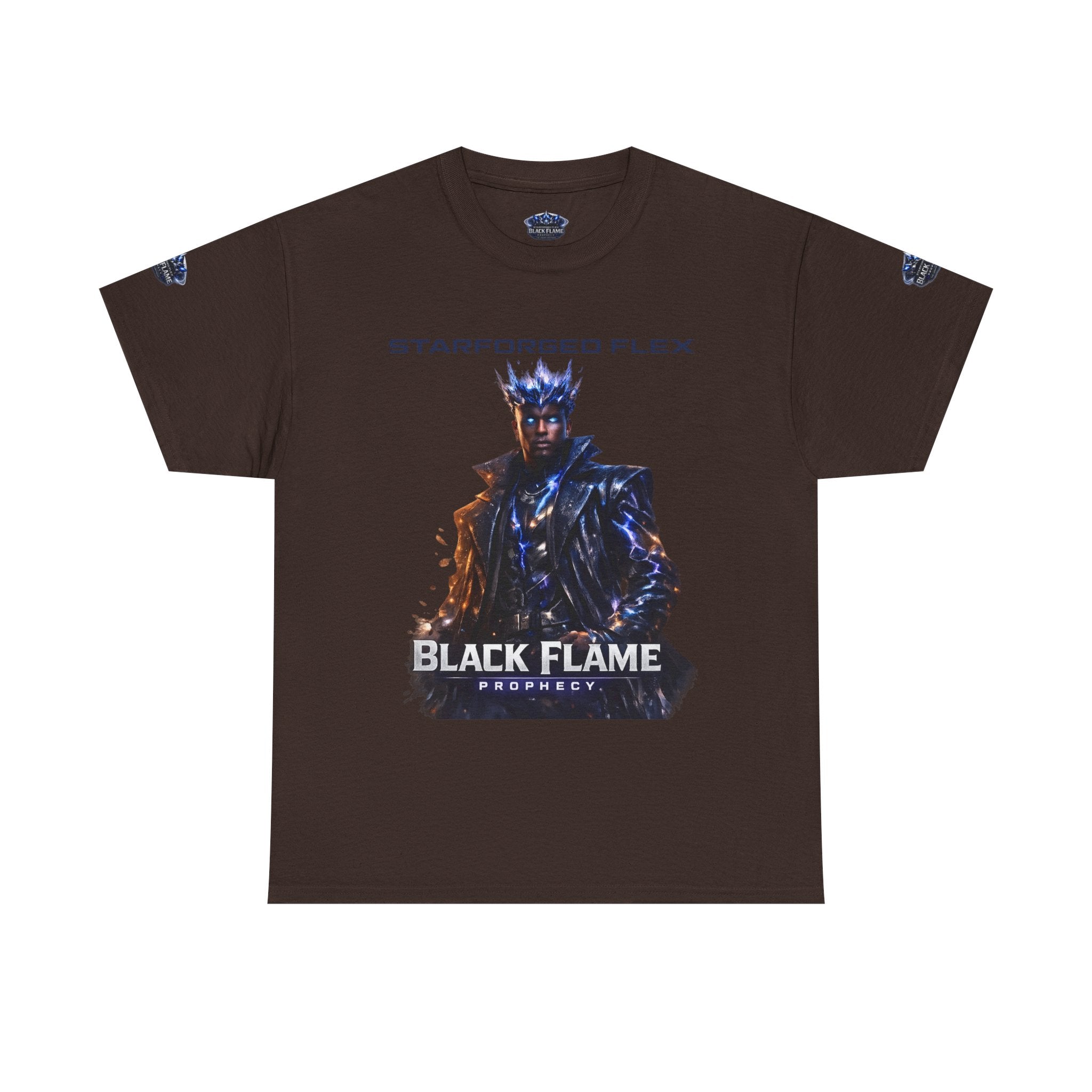 PRB Black Flame Prophecy Tee — Starforged Flex Graphic T‑Shirt by Power Runs Black