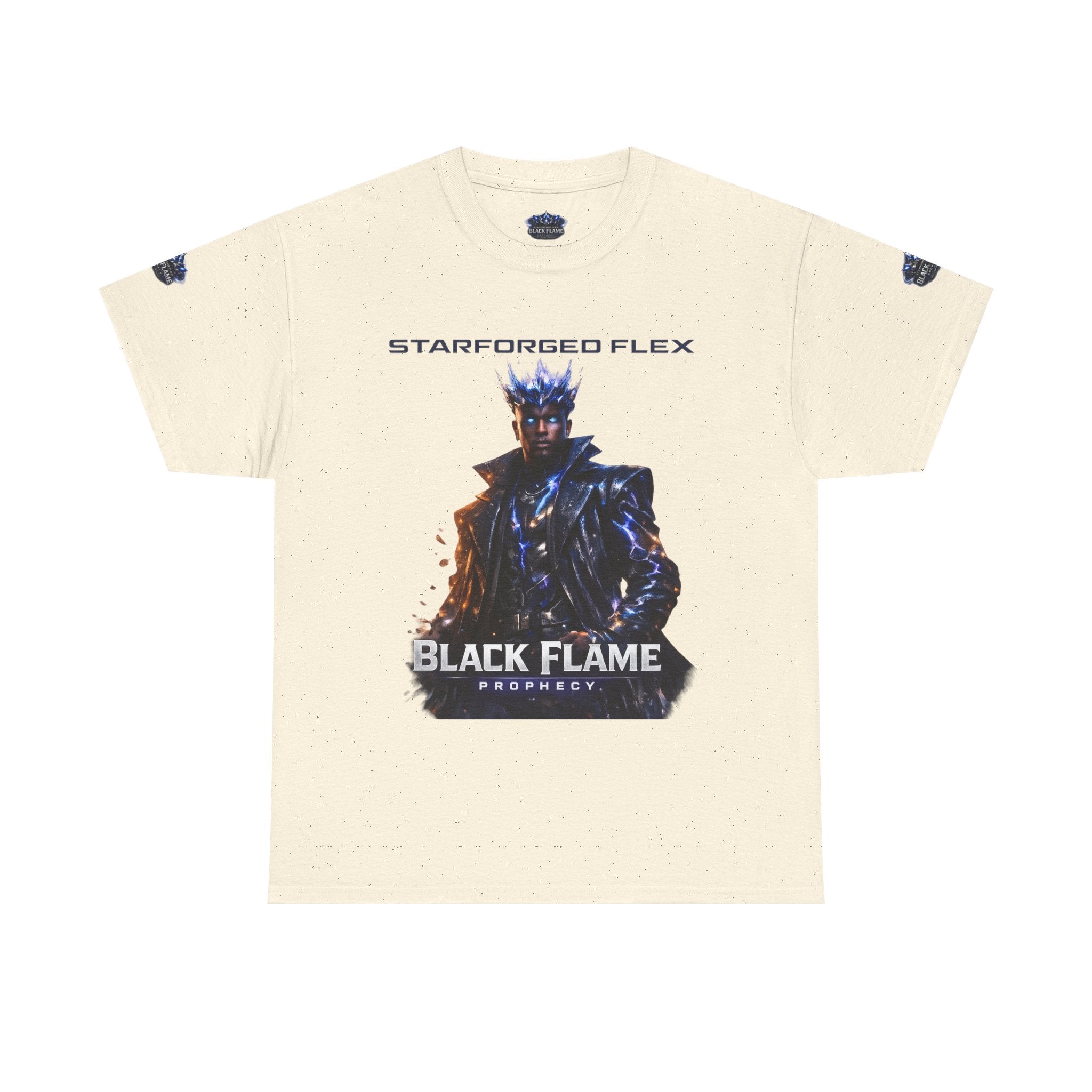 PRB Black Flame Prophecy Tee — Starforged Flex Graphic T‑Shirt by Power Runs Black