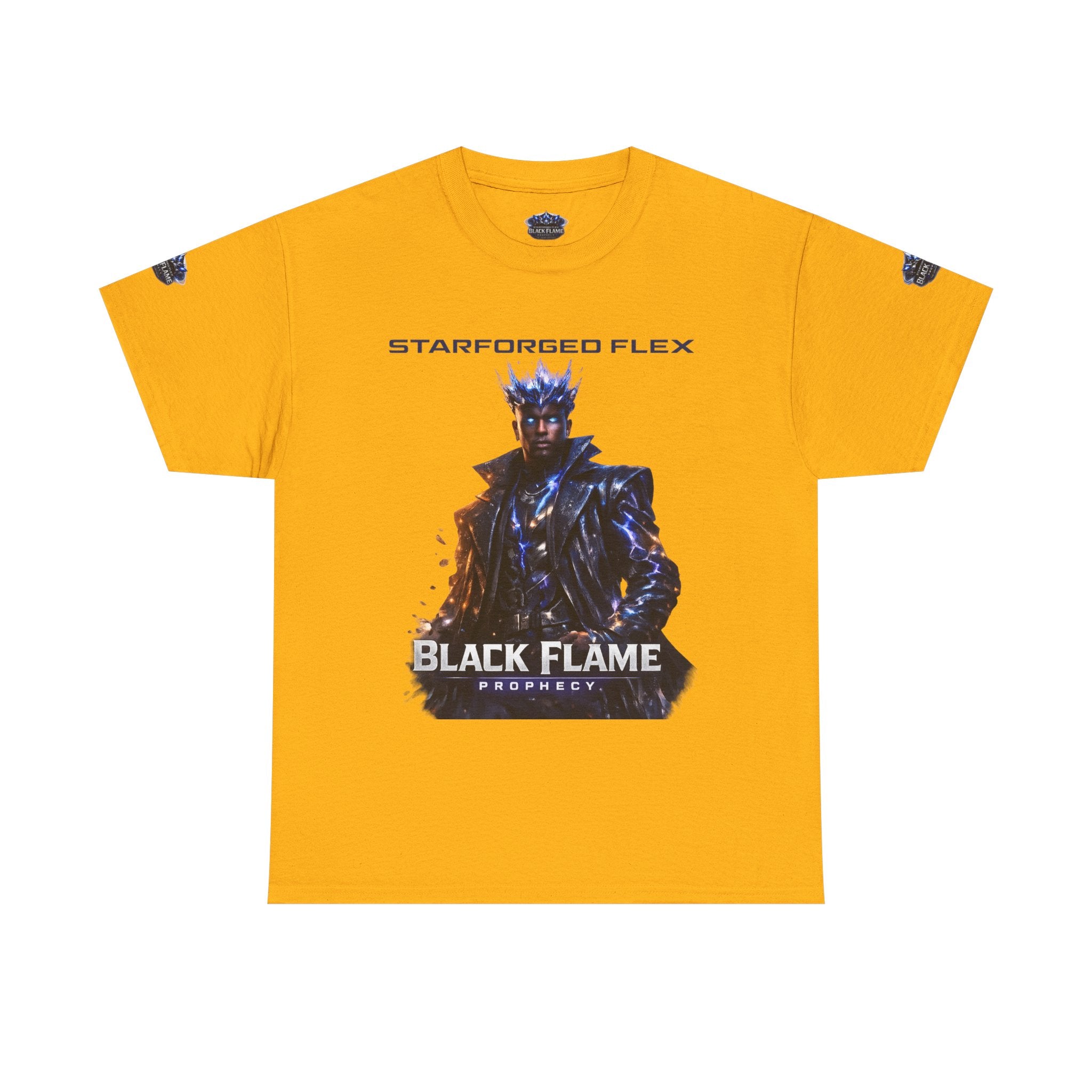 PRB Black Flame Prophecy Tee — Starforged Flex Graphic T‑Shirt by Power Runs Black