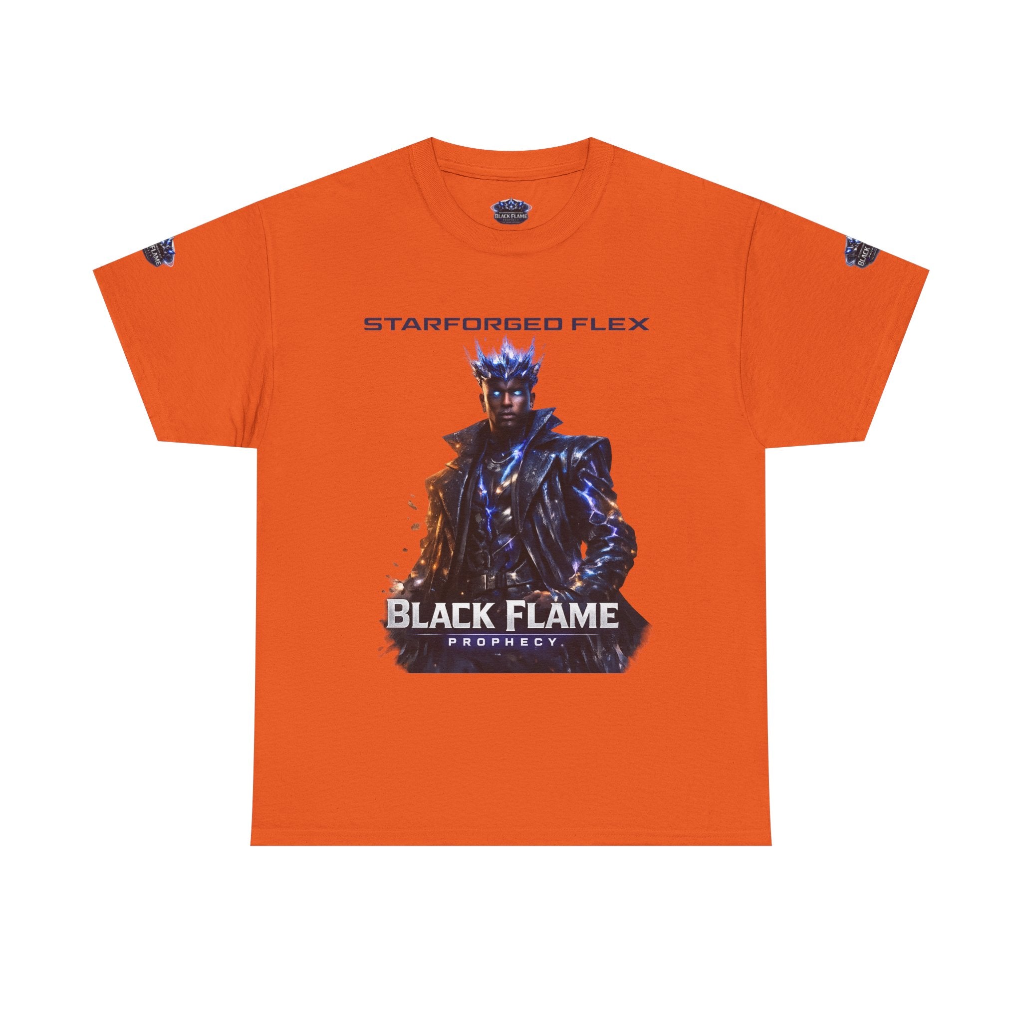 PRB Black Flame Prophecy Tee — Starforged Flex Graphic T‑Shirt by Power Runs Black