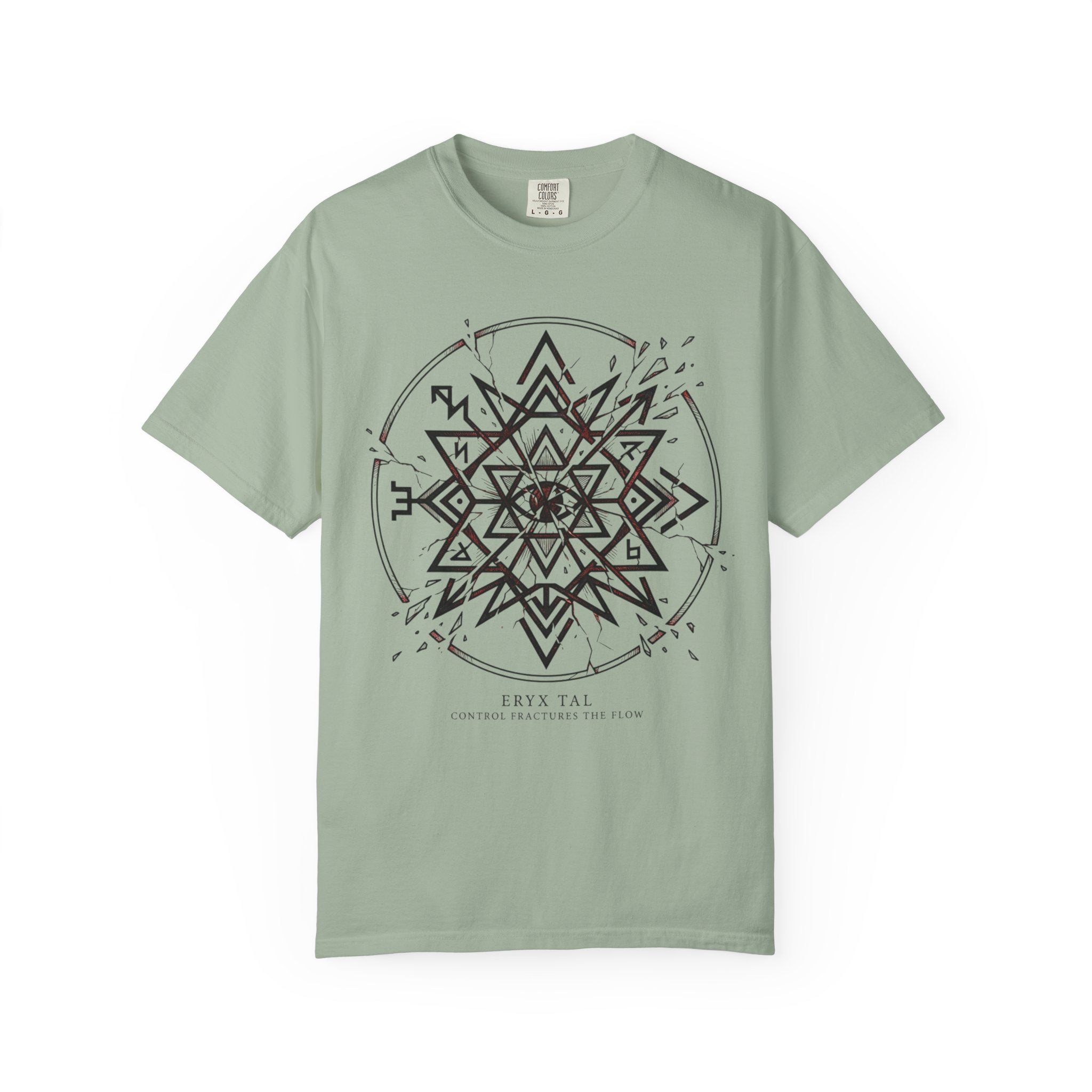 Power Runs Black PRB Eryx Tal Geometric Mandala T-Shirt — Symmetric Star Graphic Tee by Power Runs Black