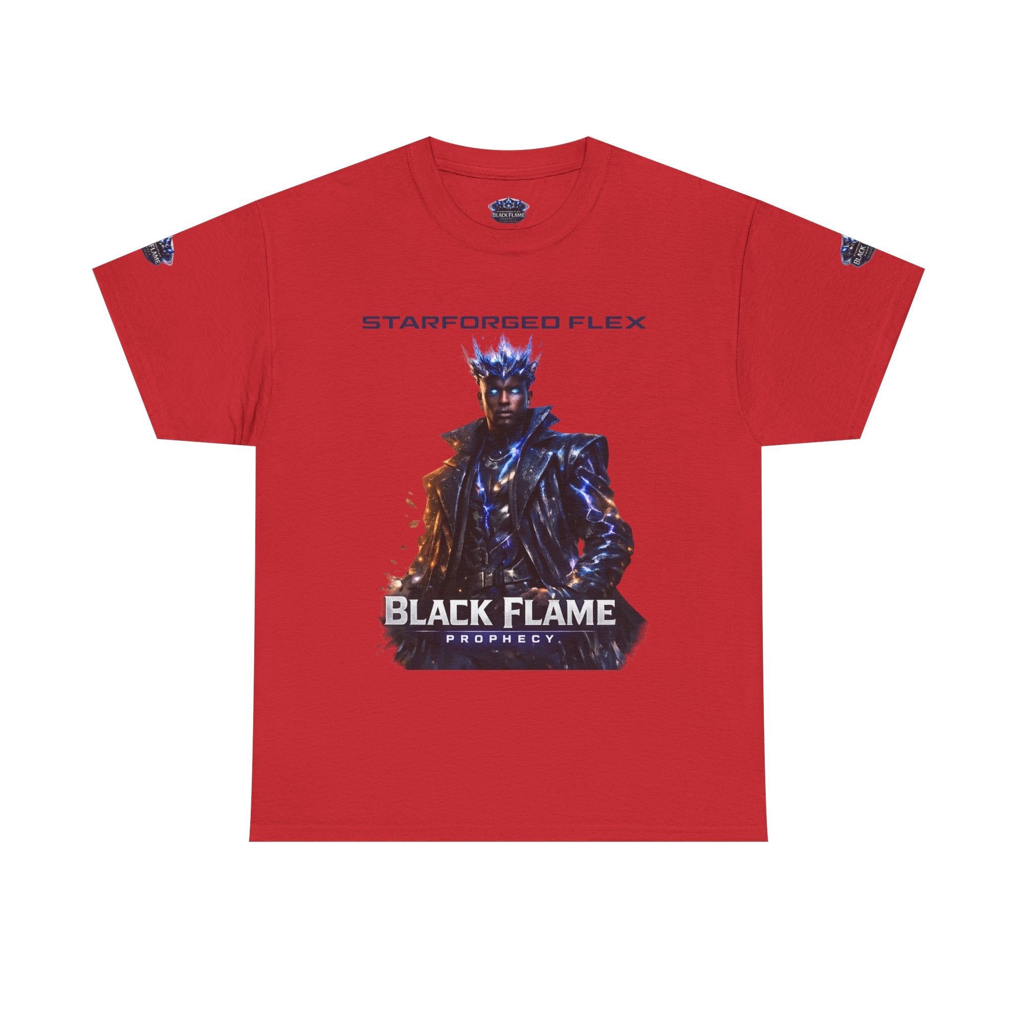 PRB Black Flame Prophecy Tee — Starforged Flex Graphic T‑Shirt by Power Runs Black