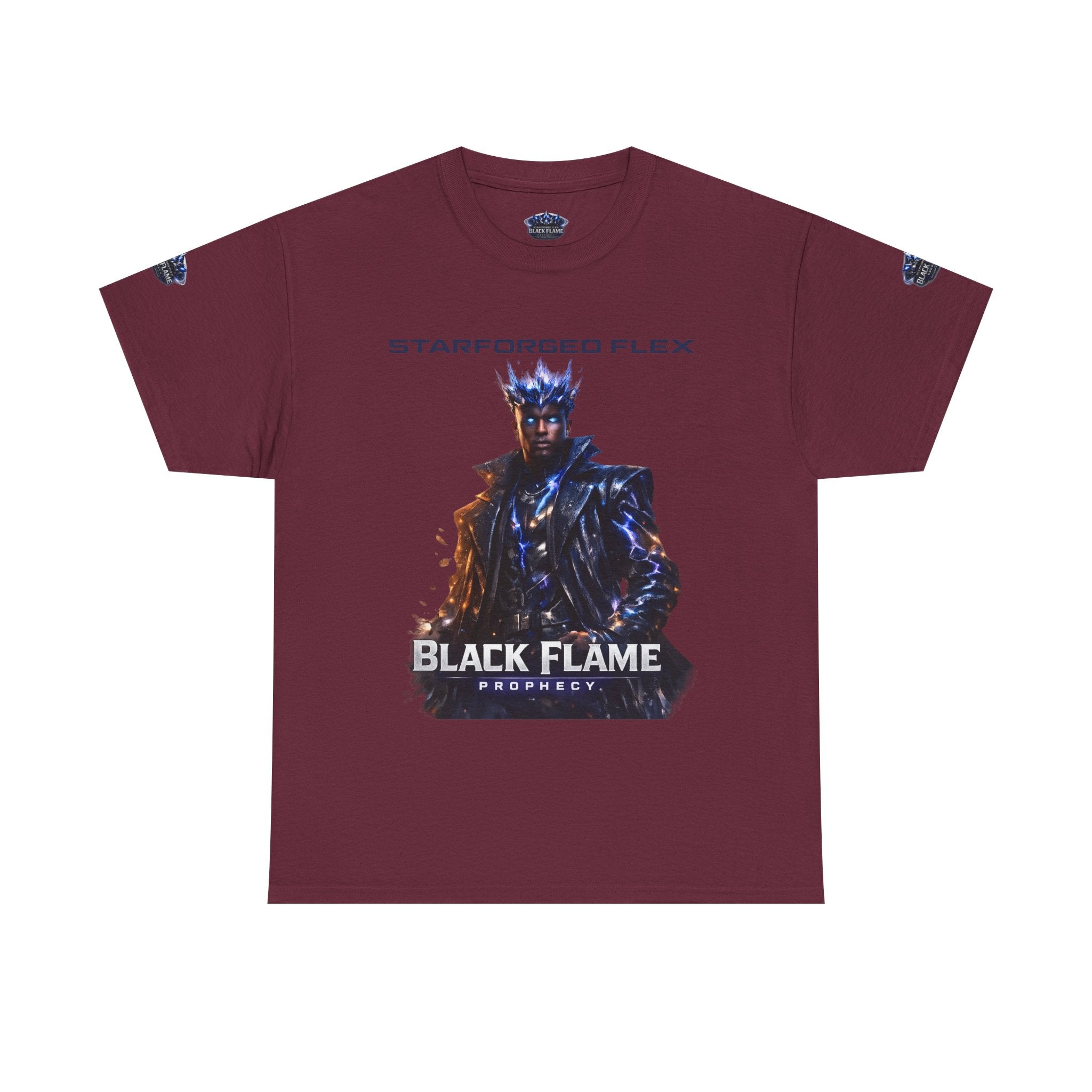 PRB Black Flame Prophecy Tee — Starforged Flex Graphic T‑Shirt by Power Runs Black