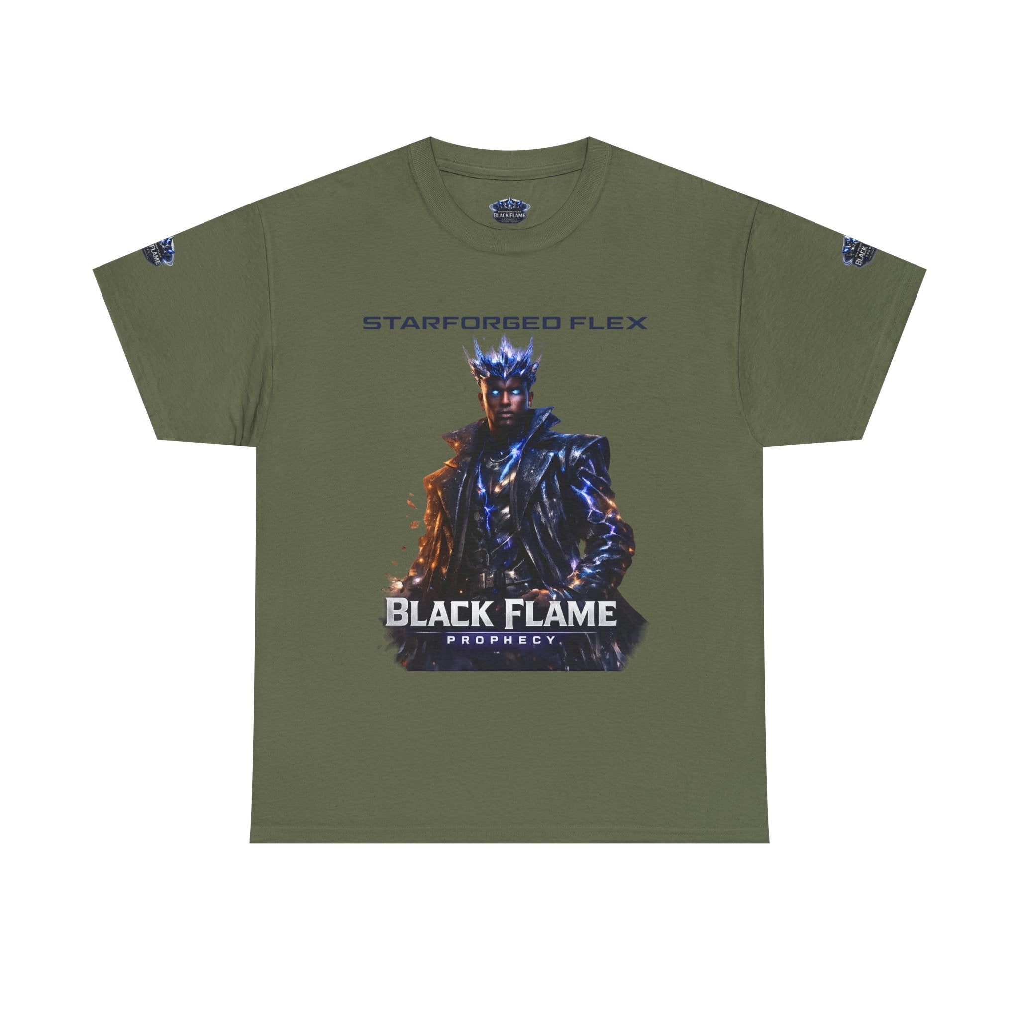 PRB Black Flame Prophecy Tee — Starforged Flex Graphic T‑Shirt by Power Runs Black