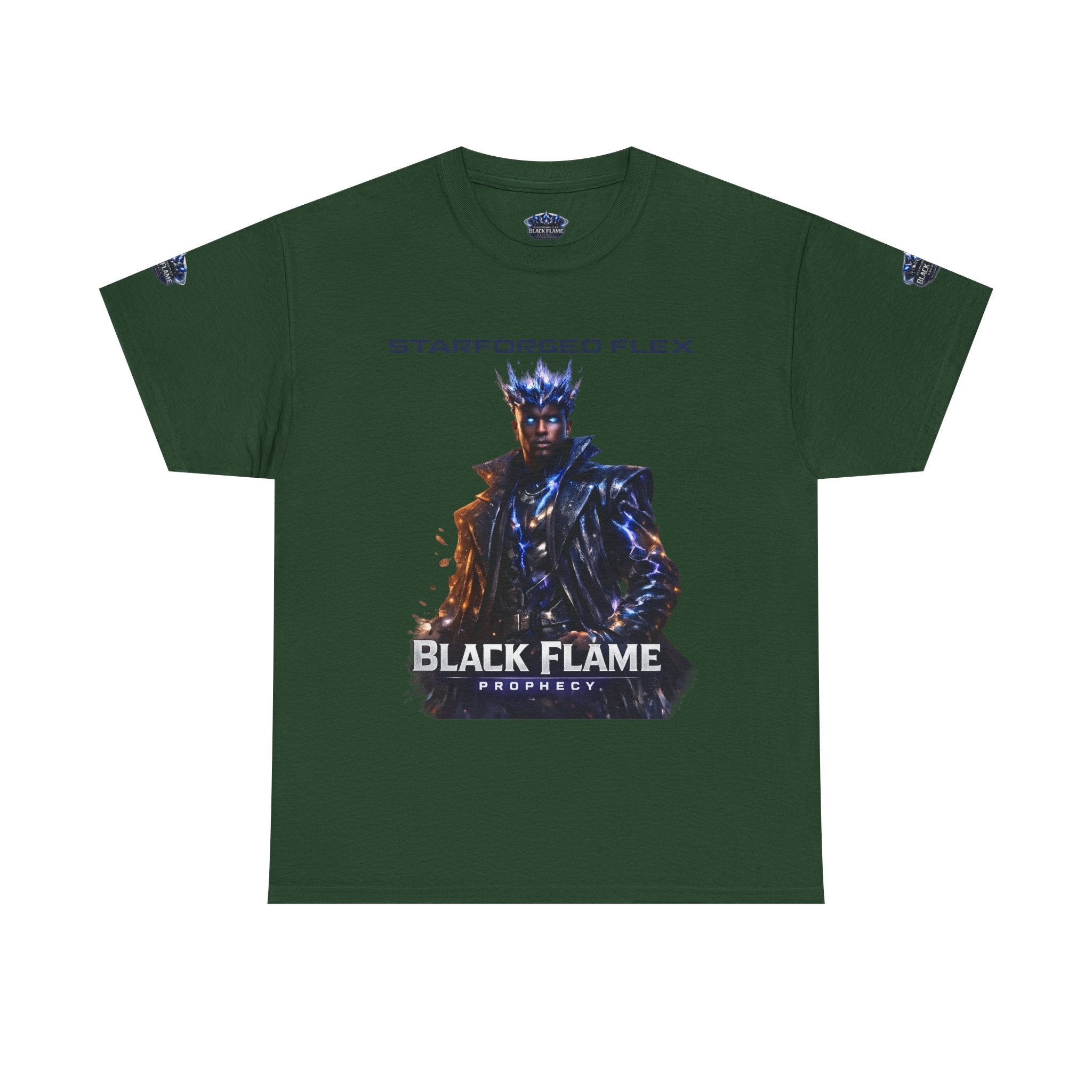 PRB Black Flame Prophecy Tee — Starforged Flex Graphic T‑Shirt by Power Runs Black